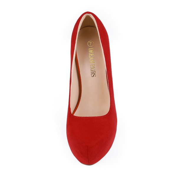 High Heel Stiletto Platform Pumps - RED SUEDE - 4